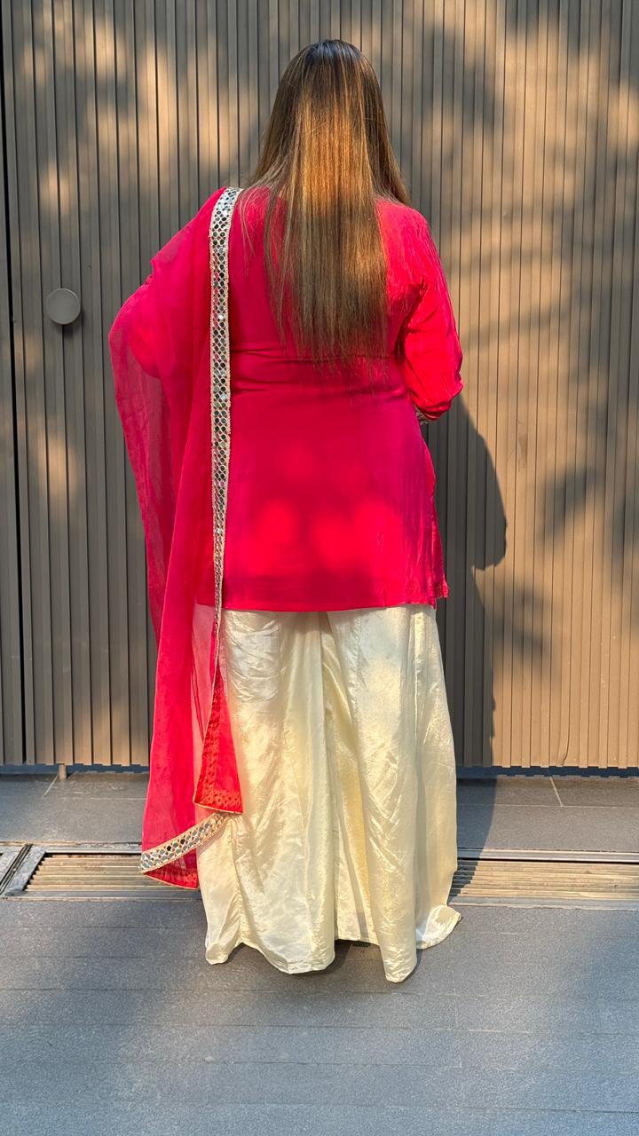 Zareen Suit Set- Magenta, Orange